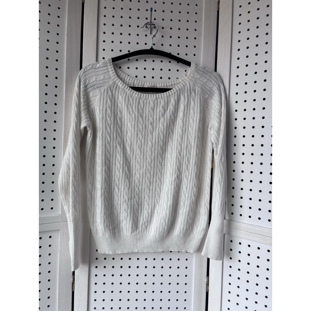 John Galt One Size Women's‎ Ivory Cable Knit Sweater Angora Blend Round Neck